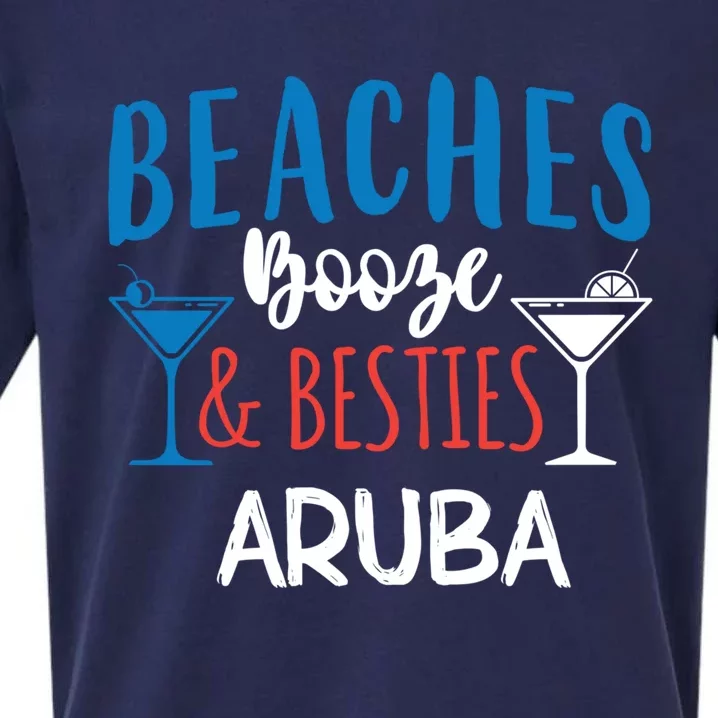 Beaches Booze Besties Bachelorette Aruba Trip Gift Sueded Cloud Jersey T-Shirt