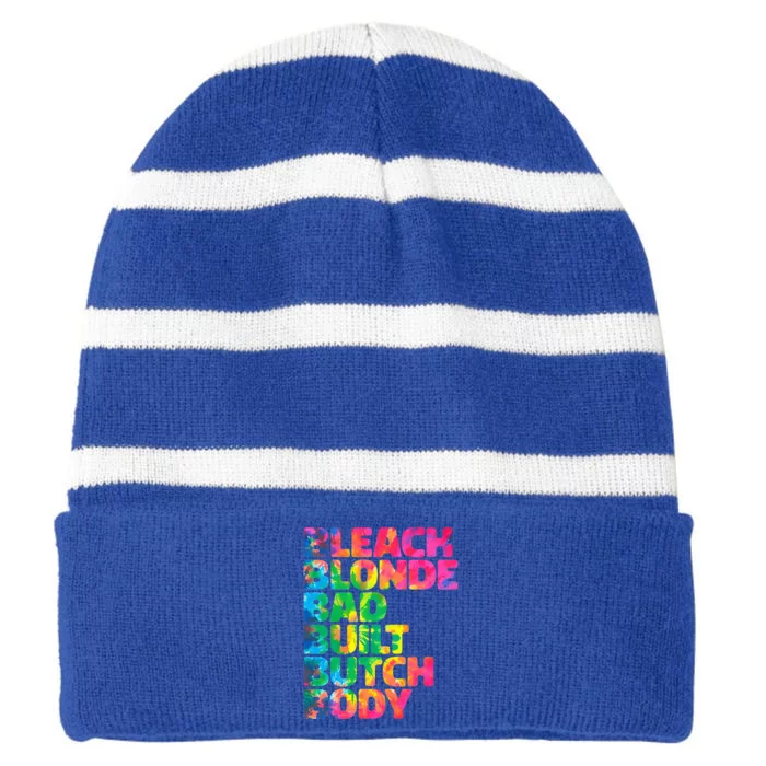 Bleach Blonde Bad Built Butch Body Striped Beanie with Solid Band