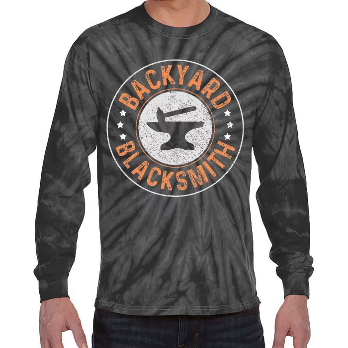 Blacksmith Backyard Blacksmithing Forge Forging Gift Tie-Dye Long Sleeve Shirt