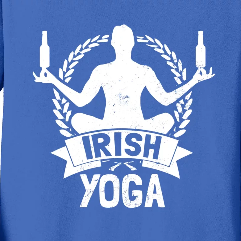 Balance Beer Bottles Design Irish Yoga Funny Gift Kids Long Sleeve Shirt