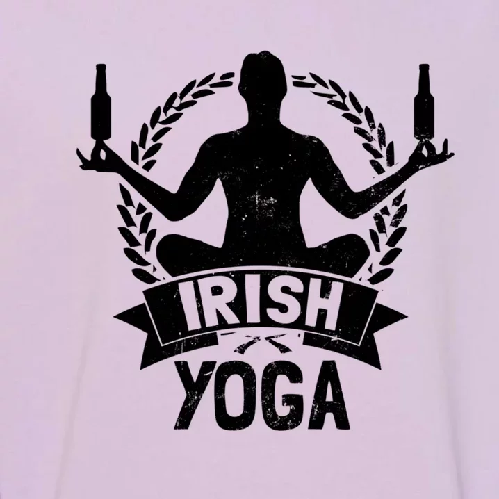 Balance Beer Bottles Design Irish Yoga Funny Gift Garment-Dyed Sweatshirt