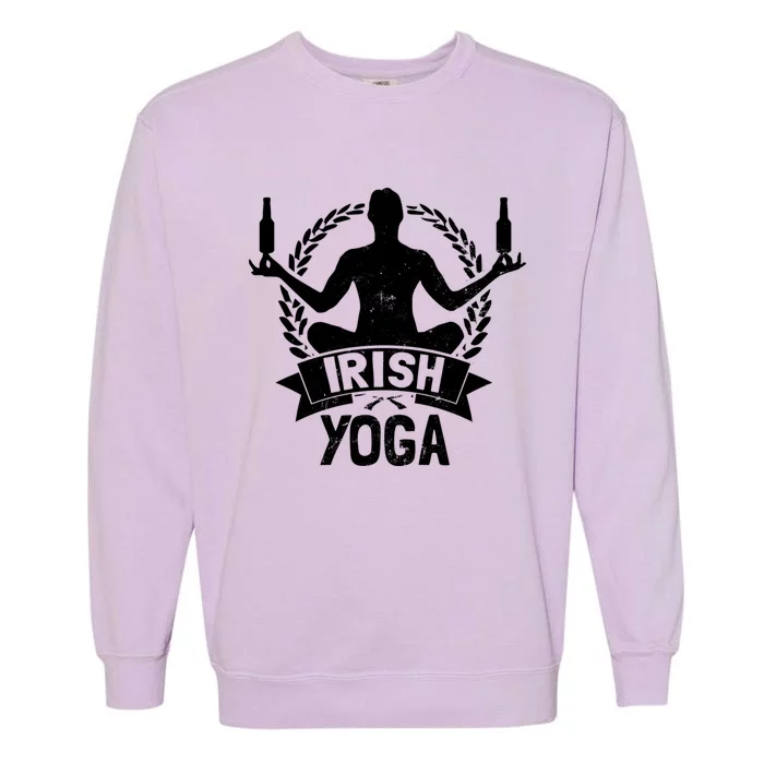 Balance Beer Bottles Design Irish Yoga Funny Gift Garment-Dyed Sweatshirt