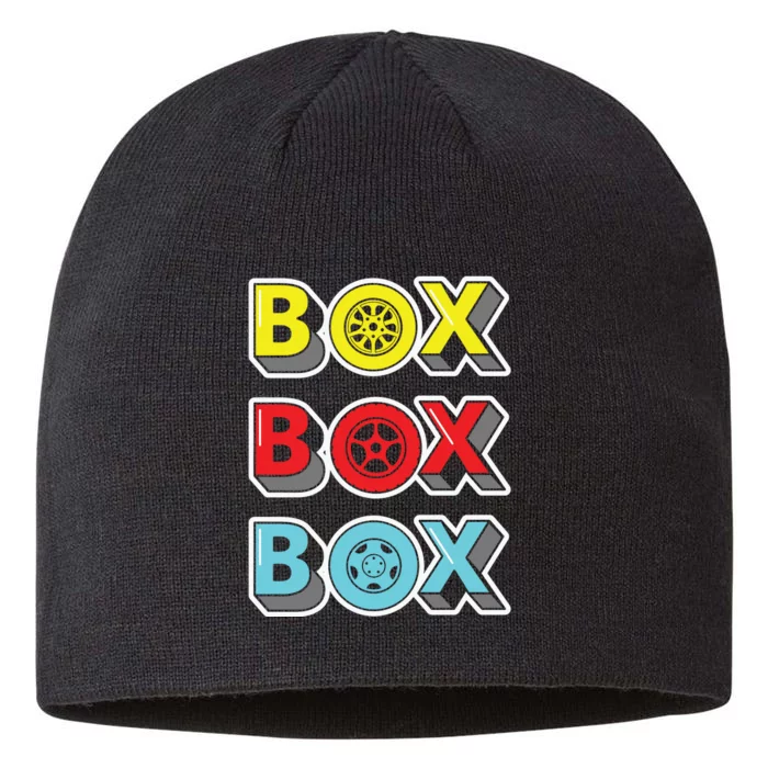 Box Box Box Retro Vintage Racing 8 1/2in Sustainable Knit Beanie