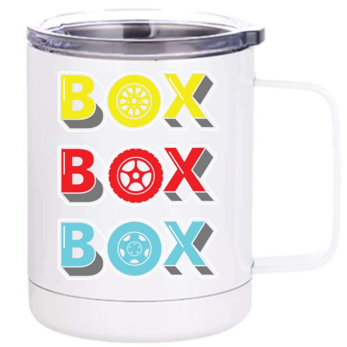 Box Box Box Retro Vintage Racing Front & Back 12oz Stainless Steel Tumbler Cup