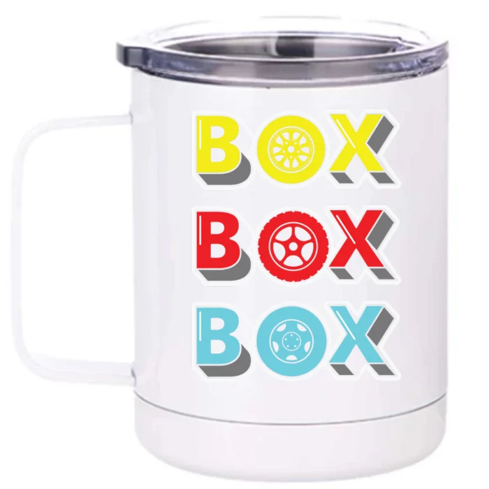 Box Box Box Retro Vintage Racing Front & Back 12oz Stainless Steel Tumbler Cup