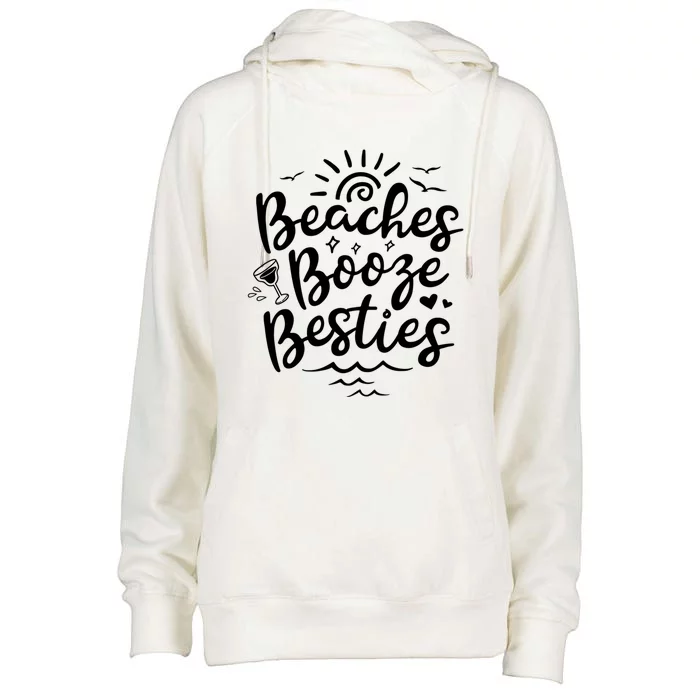 Beaches Booze Besties Summer Best Friend Vacation Gift Womens Funnel Neck Pullover Hood