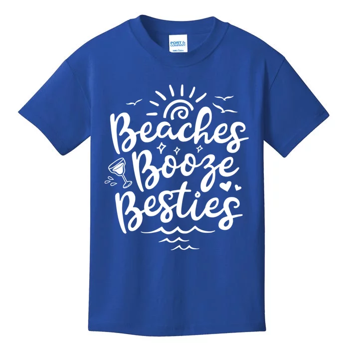 Beaches Booze Besties Summer Best Friend Vacation Gift Kids T-Shirt