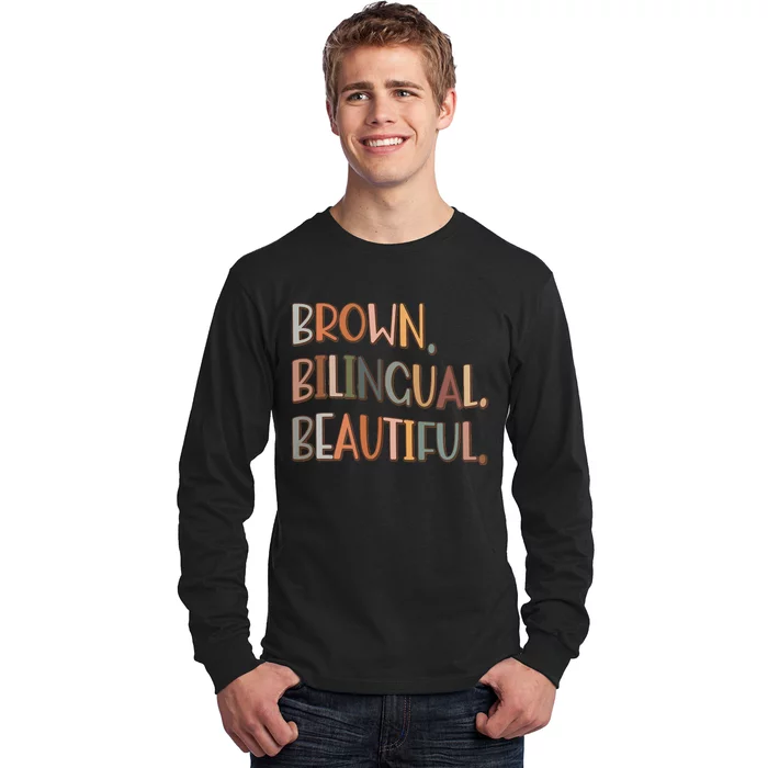 Brown Bilingual Beautiful Hispanic Heritage Month Long Sleeve Shirt