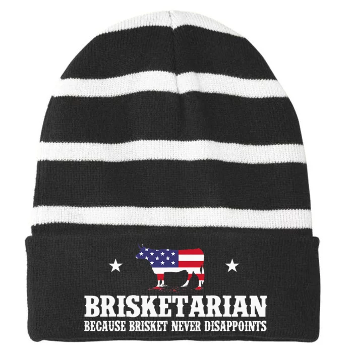 Brisketarian Because Brisket Never Disappoints BBQ Lover Striped Beanie with Solid Band