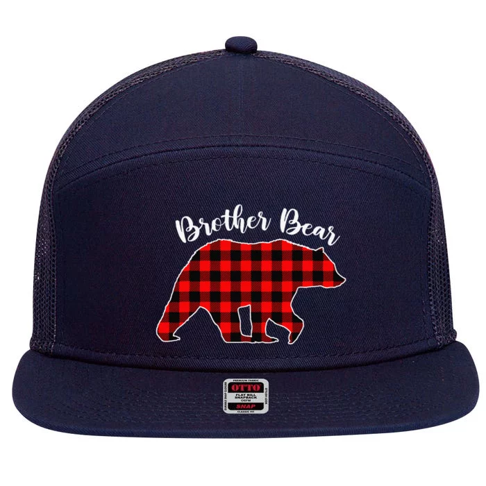 BROTHER BEAR Buffalo Plaid Red Funny Christmas Pajama Family 7 Panel Mesh Trucker Snapback Hat