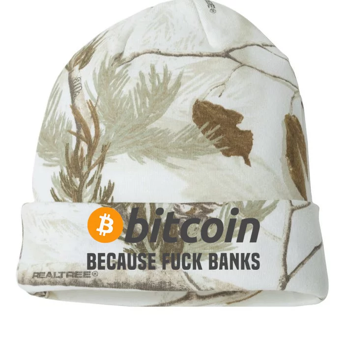 Bitcoin Bitcoin Because Fuck Banks Kati - 12in Camo Beanie