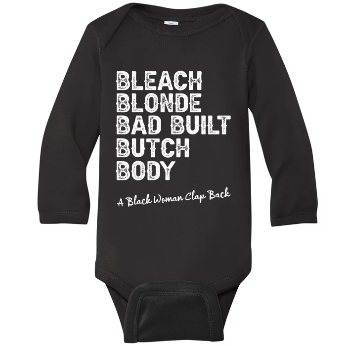 Bleach Blonde Bad Built Butch Body Black Woman Melanin Baby Long Sleeve Bodysuit