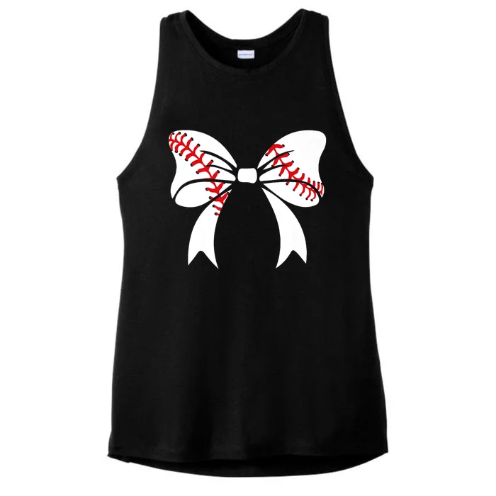 Baseball Bow Baseball Mom Mothers Day Women Baseball Mama Ladies Tri-Blend Wicking Tank