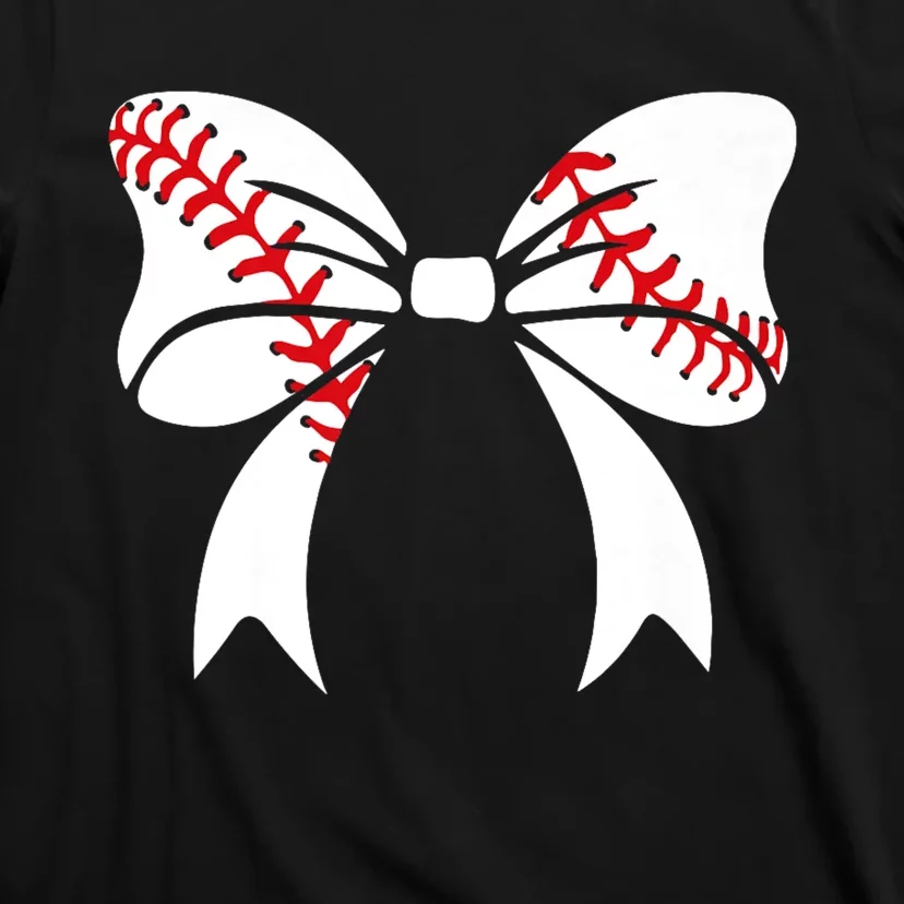 Baseball Bow Baseball Mom Mothers Day Women Baseball Mama T-Shirt