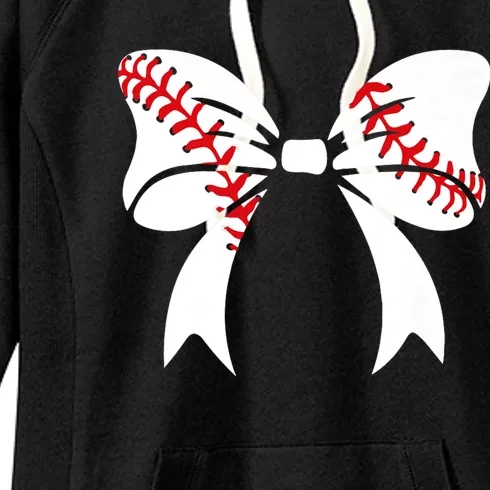 Baseball Bow Baseball Mom Mothers Day Women Baseball Mama Women's Fleece Hoodie