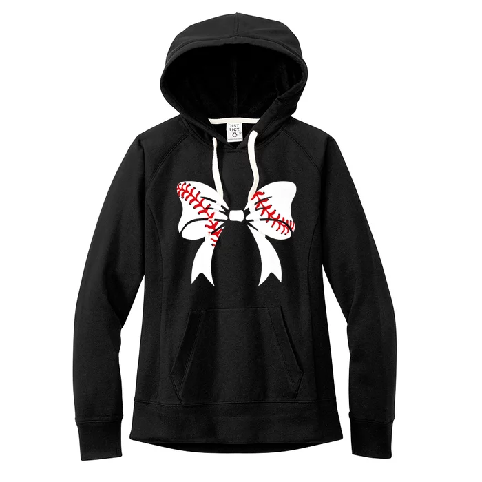 Baseball Bow Baseball Mom Mothers Day Women Baseball Mama Women's Fleece Hoodie