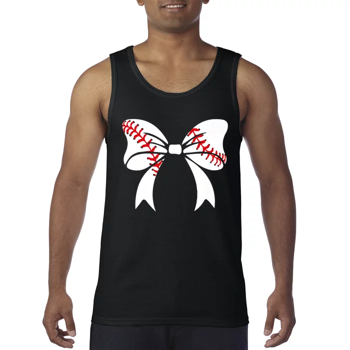 Baseball Bow Baseball Mom Mothers Day Women Baseball Mama Tank Top