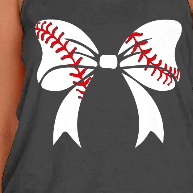 Baseball Bow Baseball Mom Mothers Day Women Baseball Mama Women's Knotted Racerback Tank