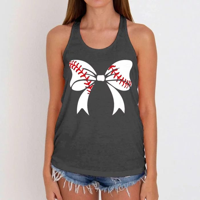 Baseball Bow Baseball Mom Mothers Day Women Baseball Mama Women's Knotted Racerback Tank