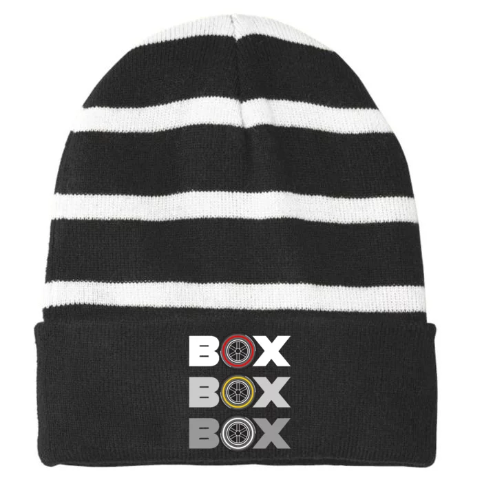 BOX BOX BOX Striped Beanie with Solid Band