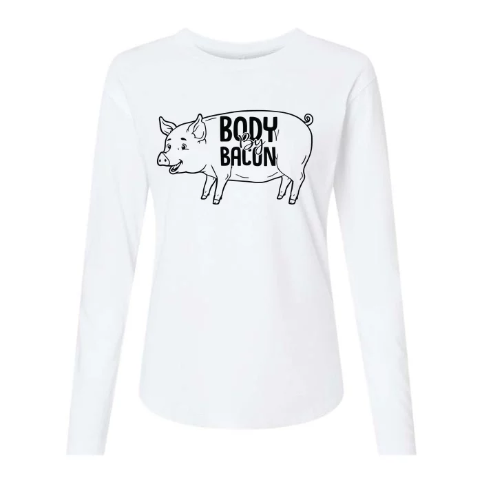 Body By Bacon Graphic Womens Cotton Relaxed Long Sleeve T-Shirt