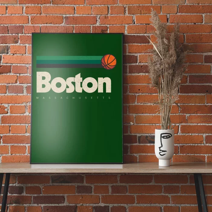 Boston Basketball BBall Massachusetts Green Retro Boston Poster