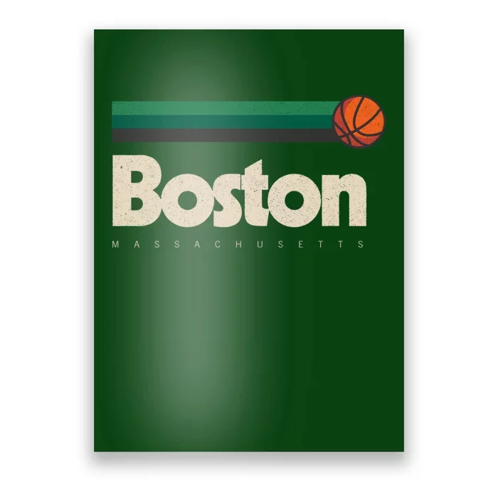 Boston Basketball BBall Massachusetts Green Retro Boston Poster