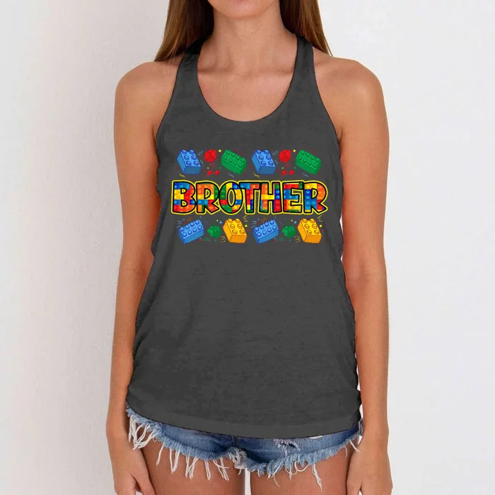 Brother Brick Builder Master Builder Blocks Building Women's Knotted Racerback Tank