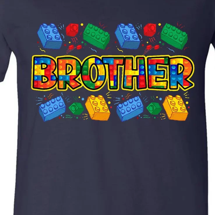 Brother Brick Builder Master Builder Blocks Building V-Neck T-Shirt