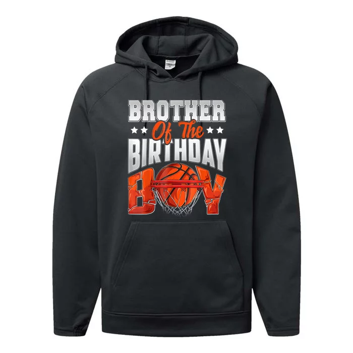 Brother Basketball Birthday Boy Family Baller Bday Party Performance Fleece Hoodie