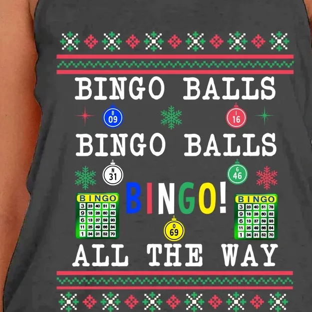 Bingo Balls Bingo All The Way Ugly Xmas Great Gift Women's Knotted Racerback Tank