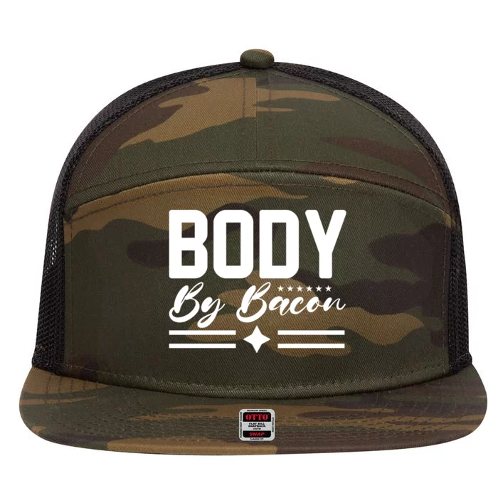 Body By Bacon Slogan 7 Panel Mesh Trucker Snapback Hat