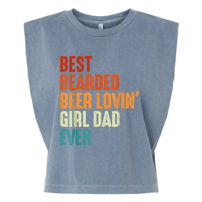 Best Bearded Beer Loving Dad Ever Retro Funny Father Garment-Dyed Women's Muscle Tee