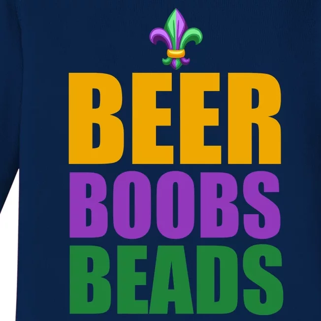 Beer Boobs Beads Mardi Gras Celebration Baby Long Sleeve Bodysuit