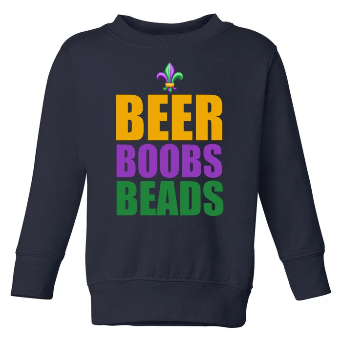 Beer Boobs Beads Mardi Gras Celebration Toddler Sweatshirt