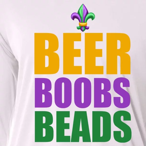 Beer Boobs Beads Mardi Gras Celebration Cooling Performance Long Sleeve Crew