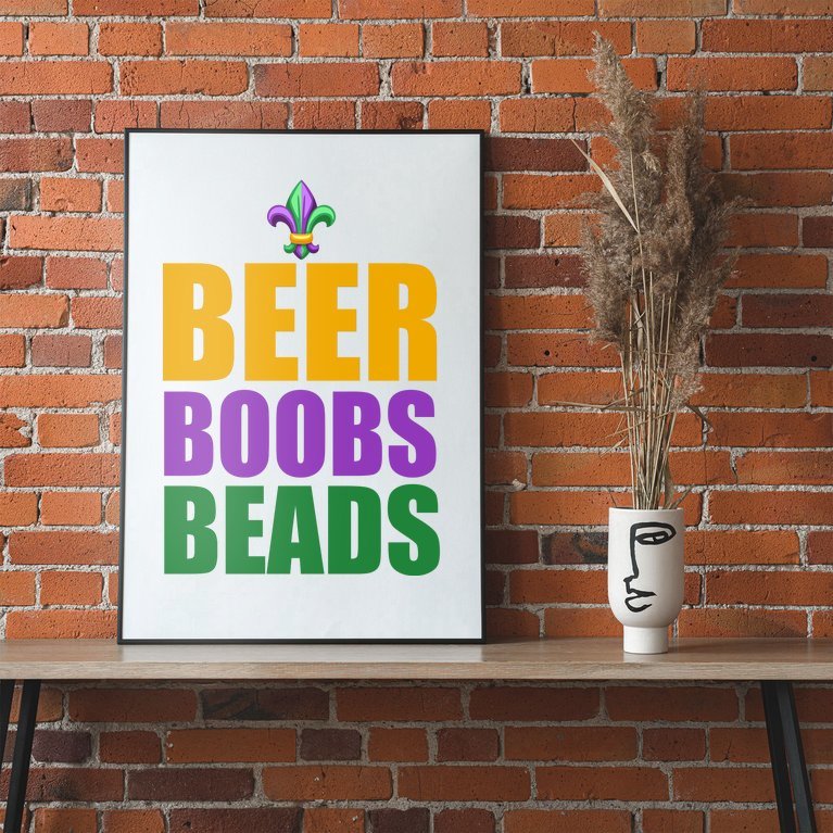 Beer Boobs Beads Mardi Gras Celebration Poster Teeshirtpalace 7140