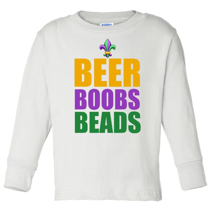 Beer Boobs Beads Mardi Gras Celebration Toddler Long Sleeve Shirt