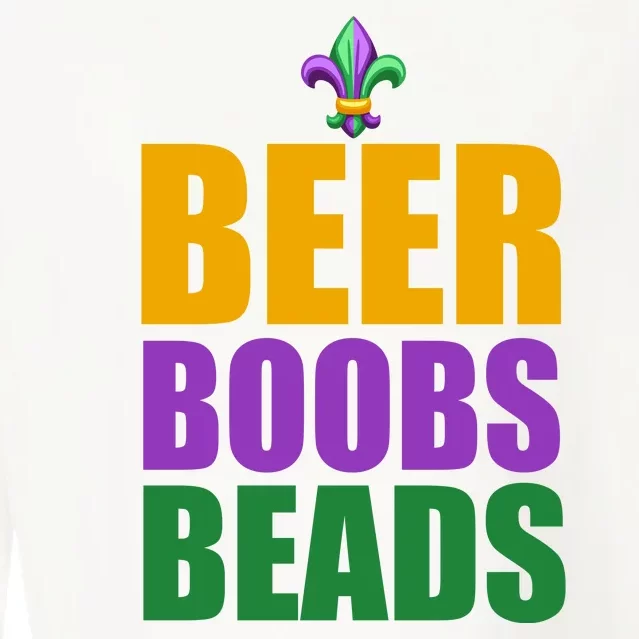 Beer Boobs Beads Mardi Gras Celebration Cropped Pullover Crew