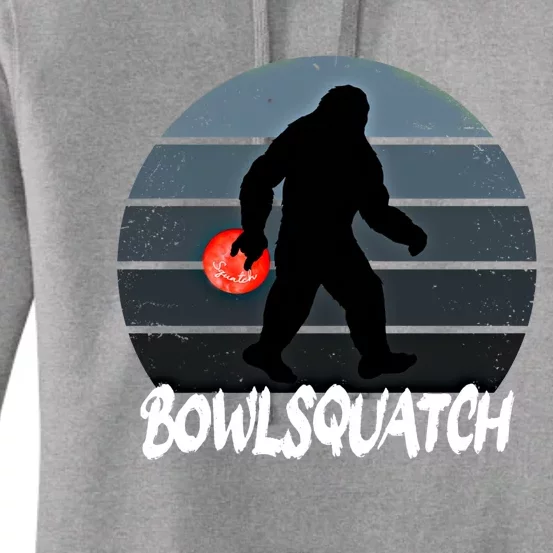 Bowlsquatch Bigfoot Bowling Ball Sasquatch Bowler Squatch Gift Women's Pullover Hoodie