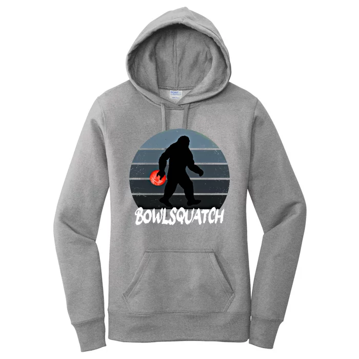 Bowlsquatch Bigfoot Bowling Ball Sasquatch Bowler Squatch Gift Women's Pullover Hoodie