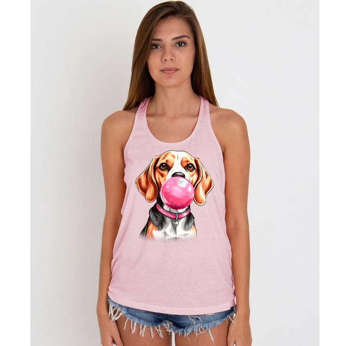 Beagle Bubblegum Women's Knotted Racerback Tank