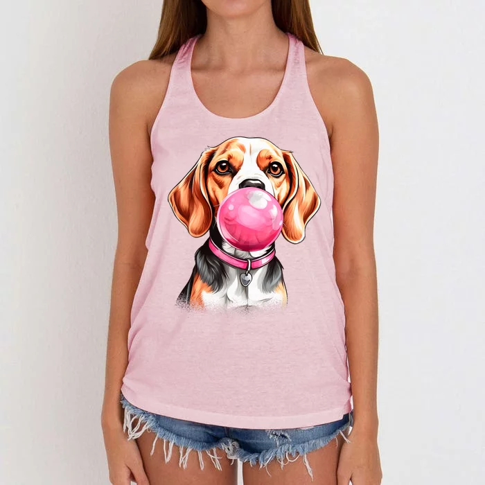 Beagle Bubblegum Women's Knotted Racerback Tank