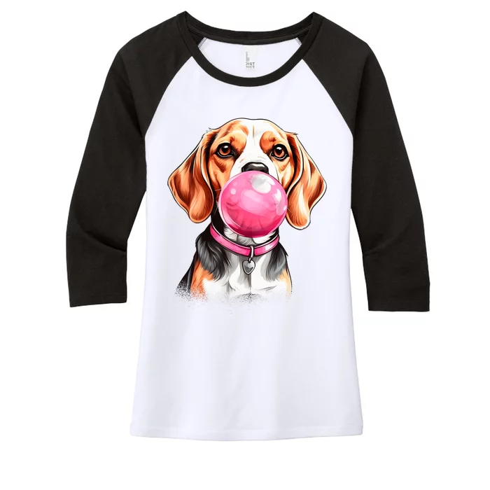 Beagle Bubblegum Women's Tri-Blend 3/4-Sleeve Raglan Shirt