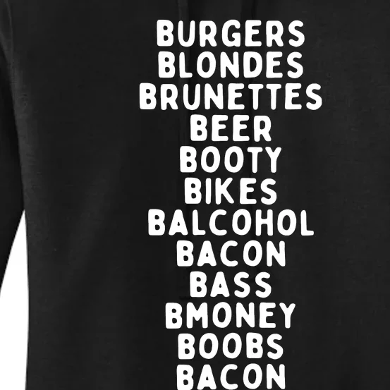 Beers Burgers Blondes Women's Pullover Hoodie