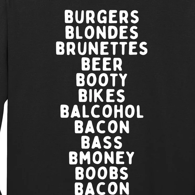 Beers Burgers Blondes Tall Long Sleeve T-Shirt