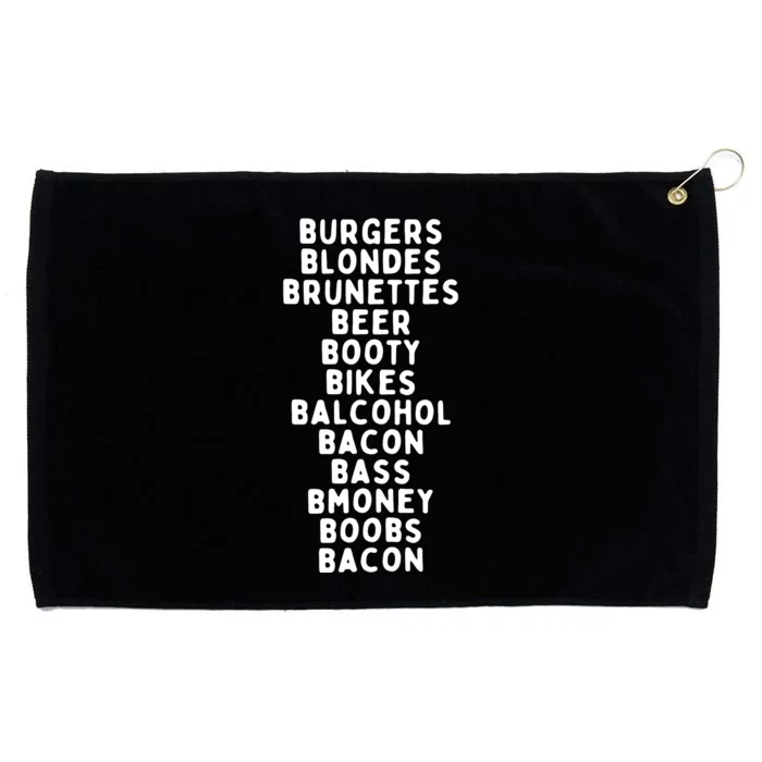 Beers Burgers Blondes Grommeted Golf Towel