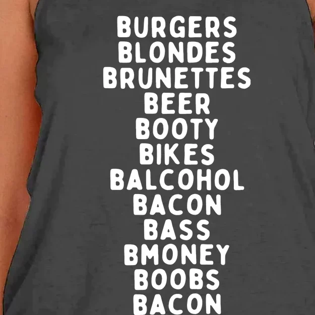 Beers Burgers Blondes Women's Knotted Racerback Tank