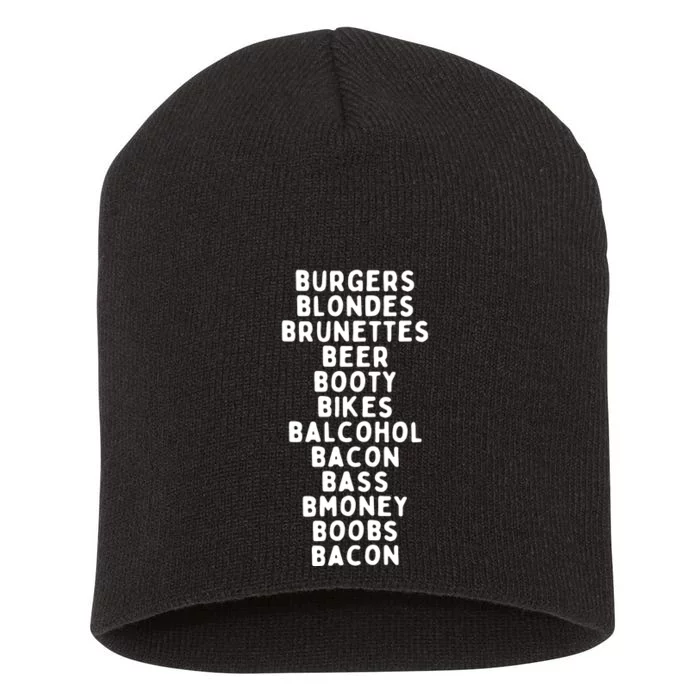 Beers Burgers Blondes Short Acrylic Beanie