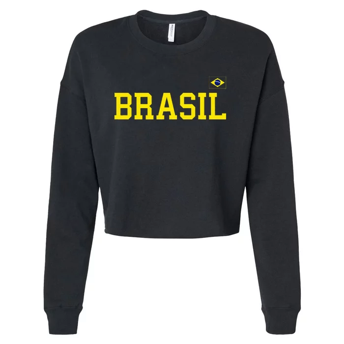 Brazil Brasil Brazilian Flag Green Cropped Pullover Crew